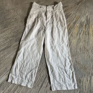 Nicole Miller linen wide leg pants ecru cream color high rise size 10